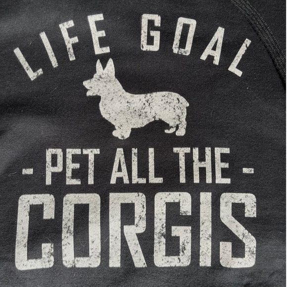 Corgi Life Goal Pet dog Pullover Hoodie Small black white sweatshirt - Picture 8 of 8